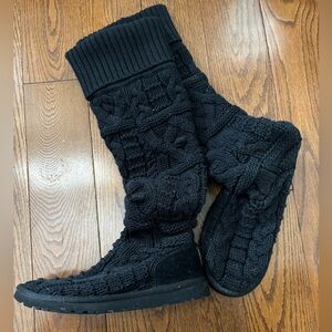 UGG Black Cable Knit Sock Boots Size 5 Over Knee Figure Skating Leg Warmer